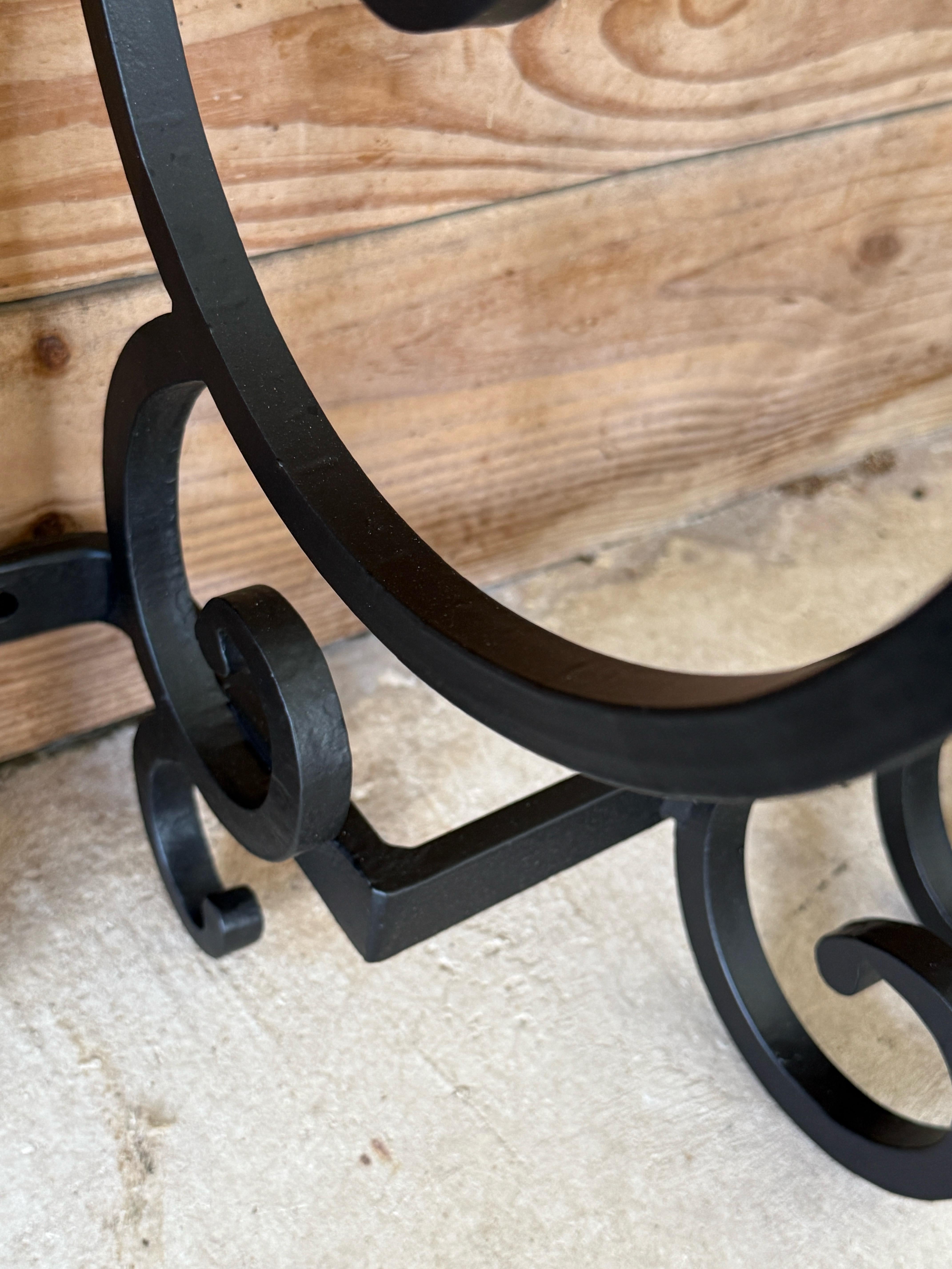Mid-20th Century Hand-Forged Iron Window Grilles With Sculptural Scrollwork-Pair For Sale 9