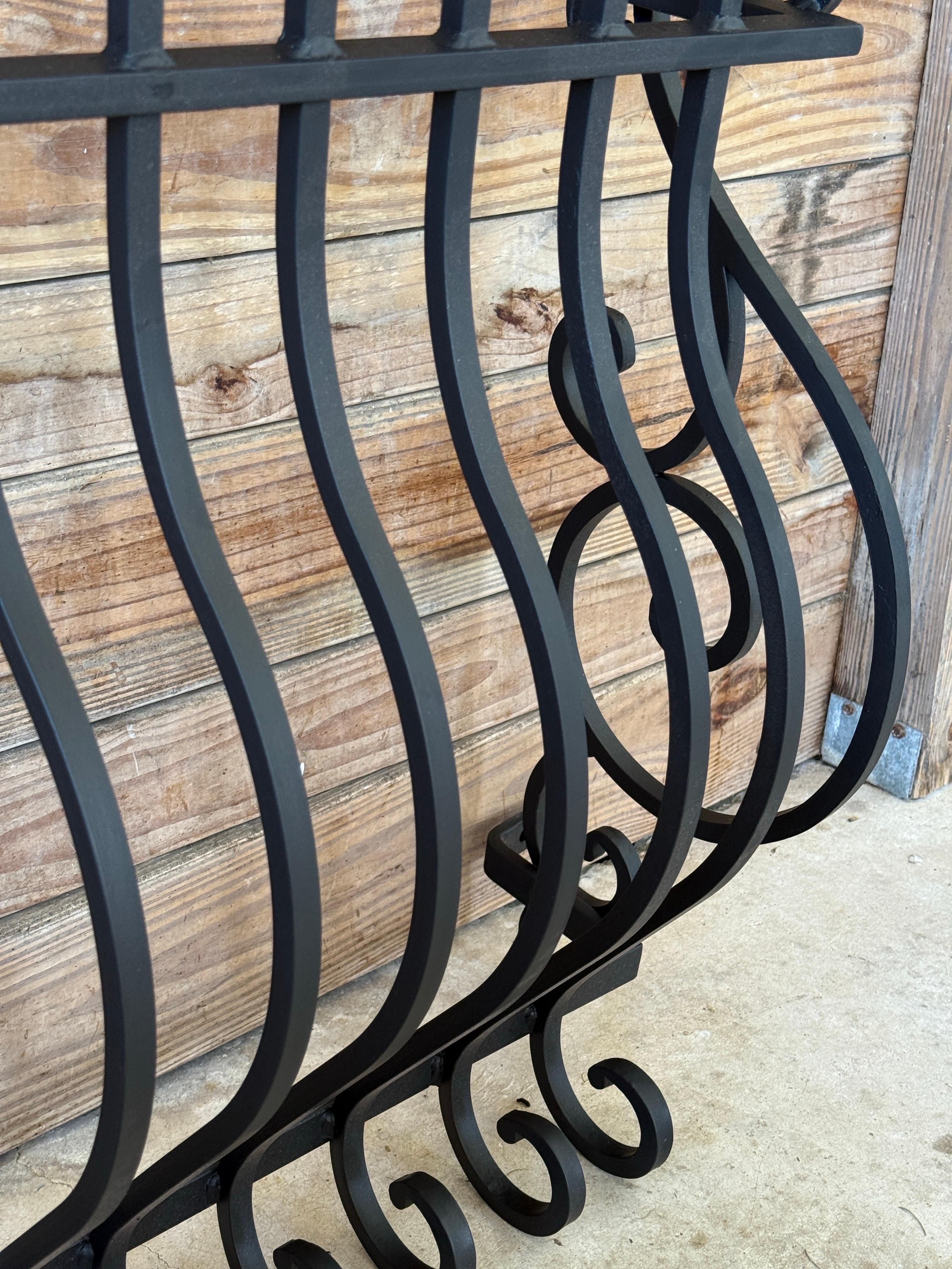 Mid-20th Century Hand-Forged Iron Window Grilles With Sculptural Scrollwork-Pair For Sale 1