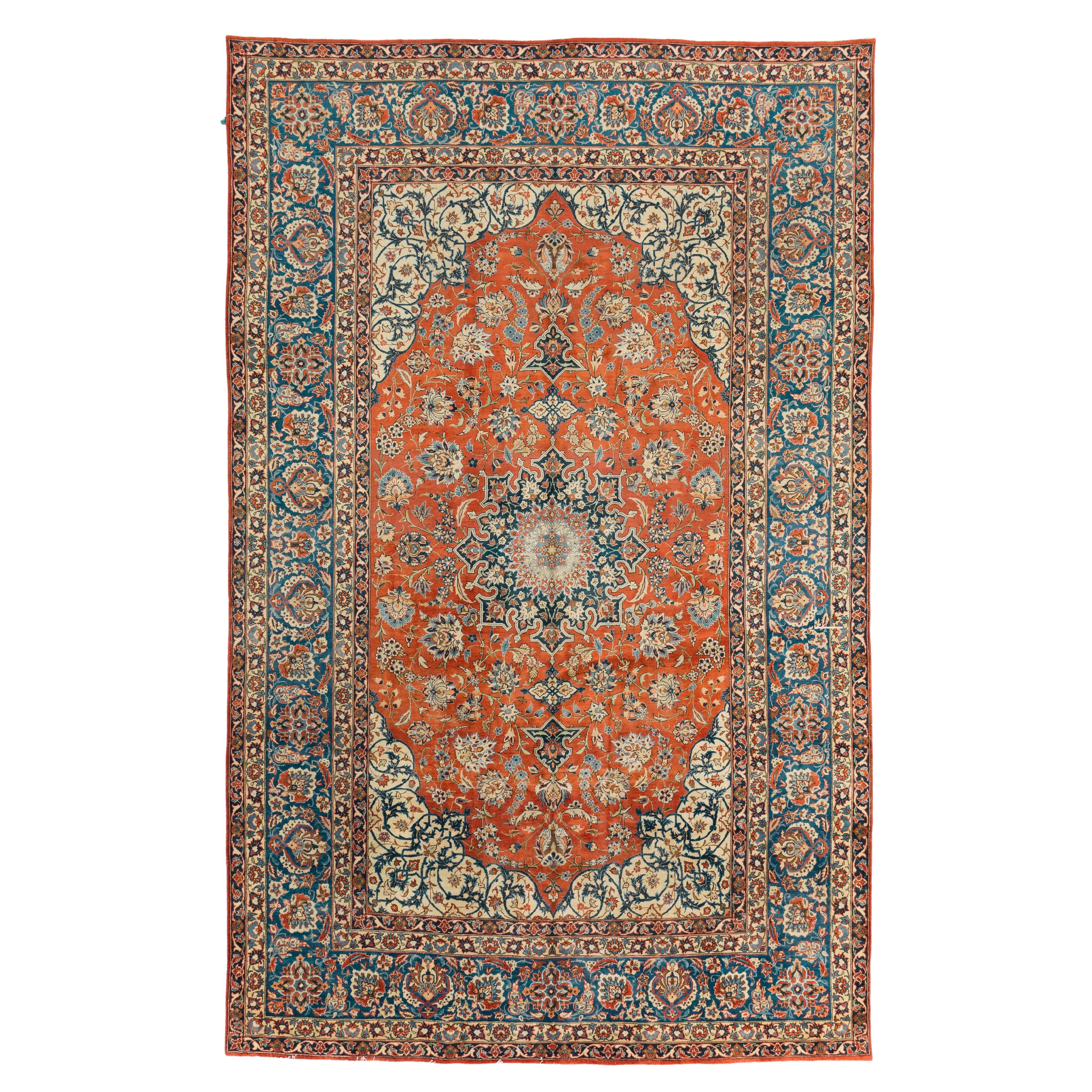 Mid-20th Century Hand Knotted Persian Isfahan Rug 