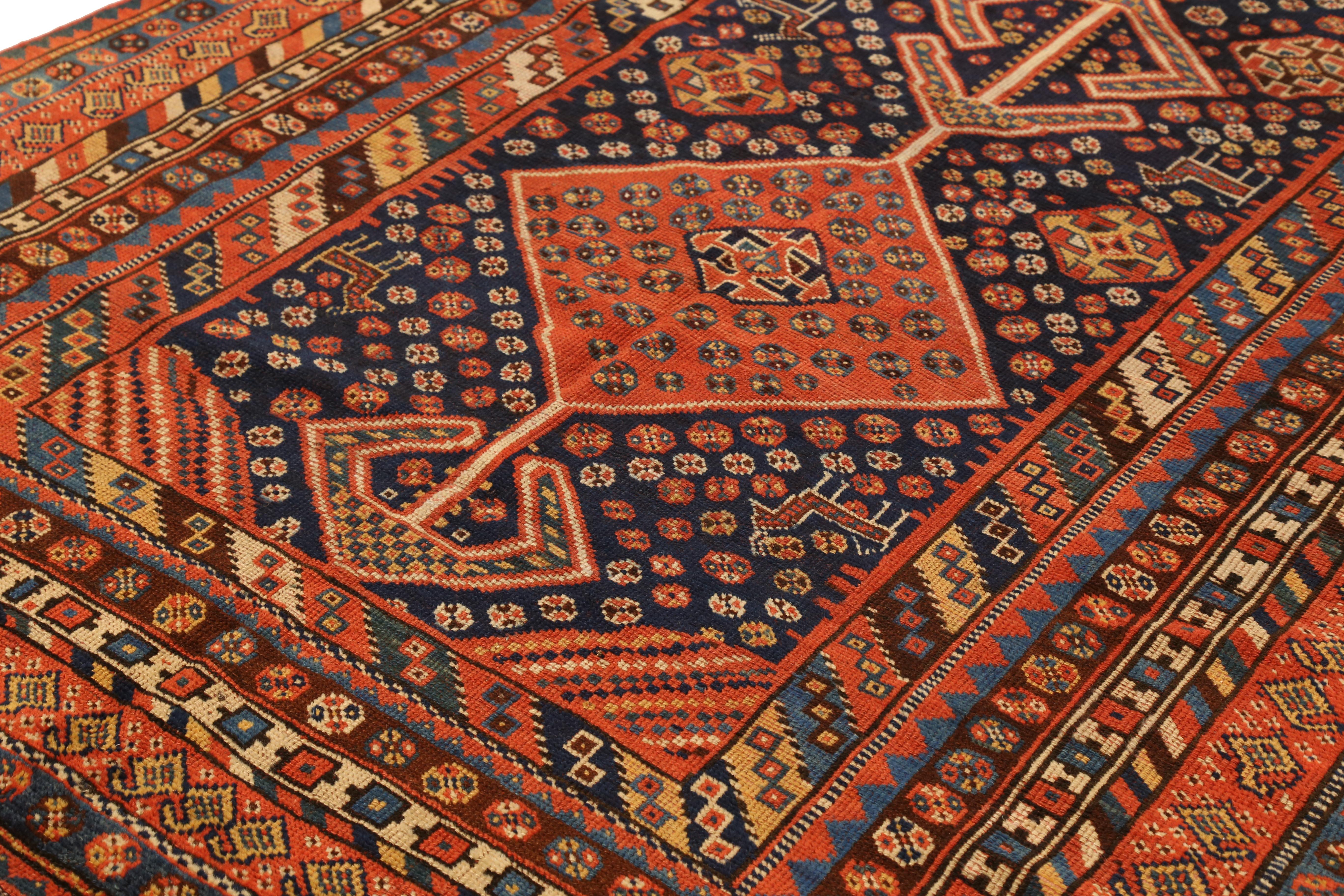 Tribal Mid-20th Century Hand Knotted Persian Shiraz Rug For Sale