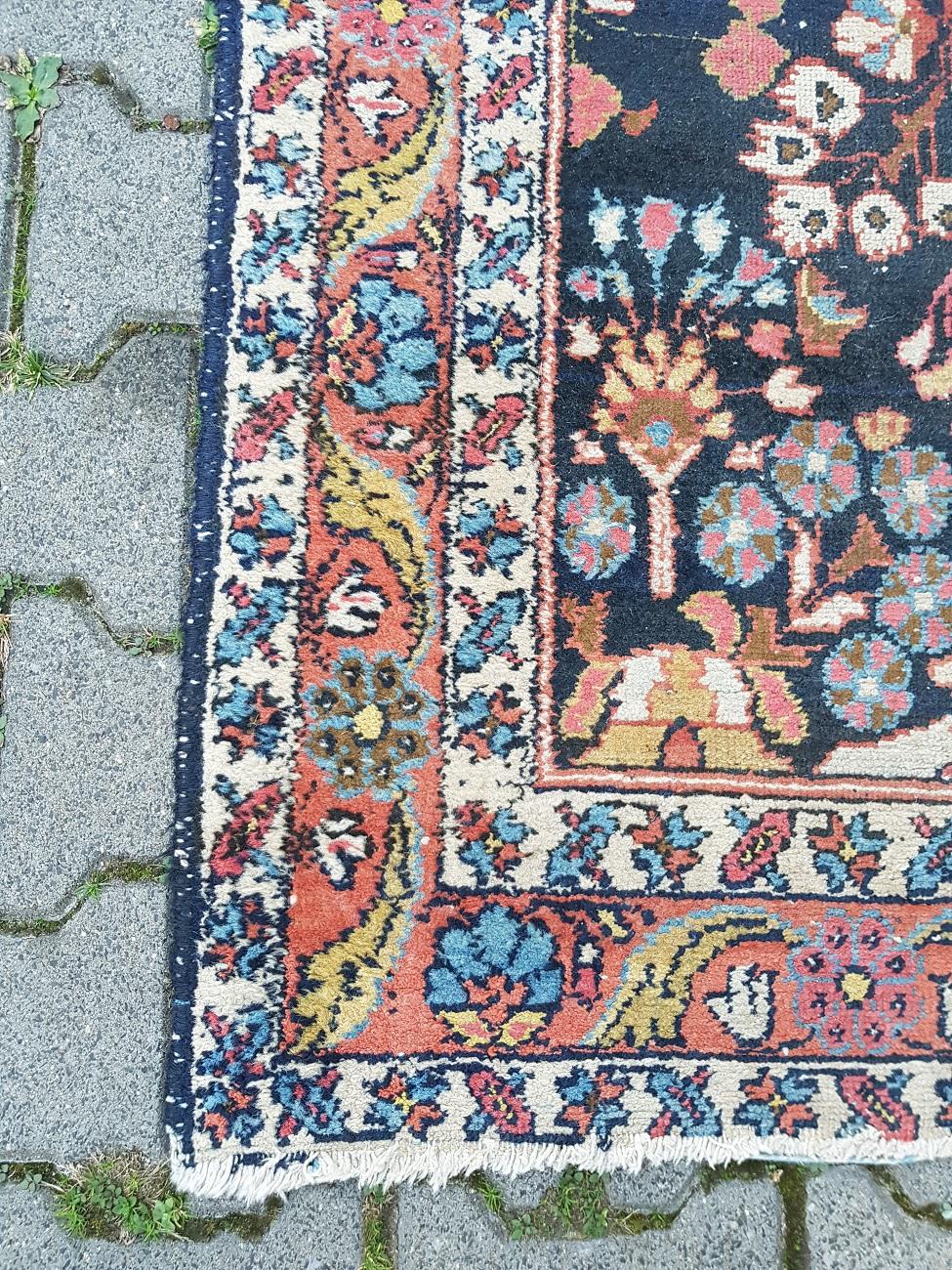 Mid-20th Century Hand-Knotted Wool Hamadan Walker In Good Condition For Sale In Raalte, NL