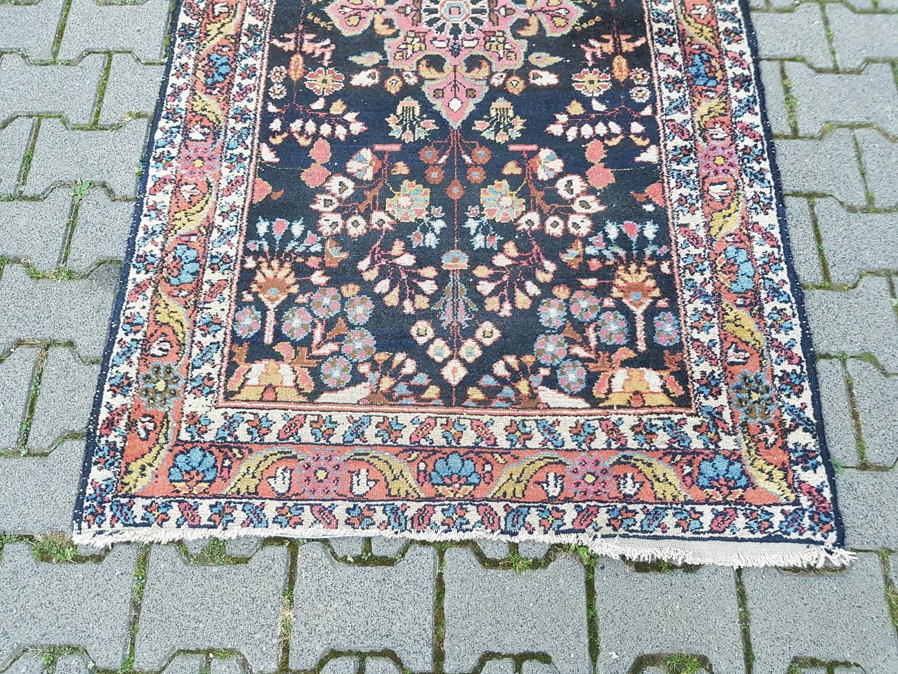 Mid-20th Century Hand-Knotted Wool Hamadan Walker For Sale 1