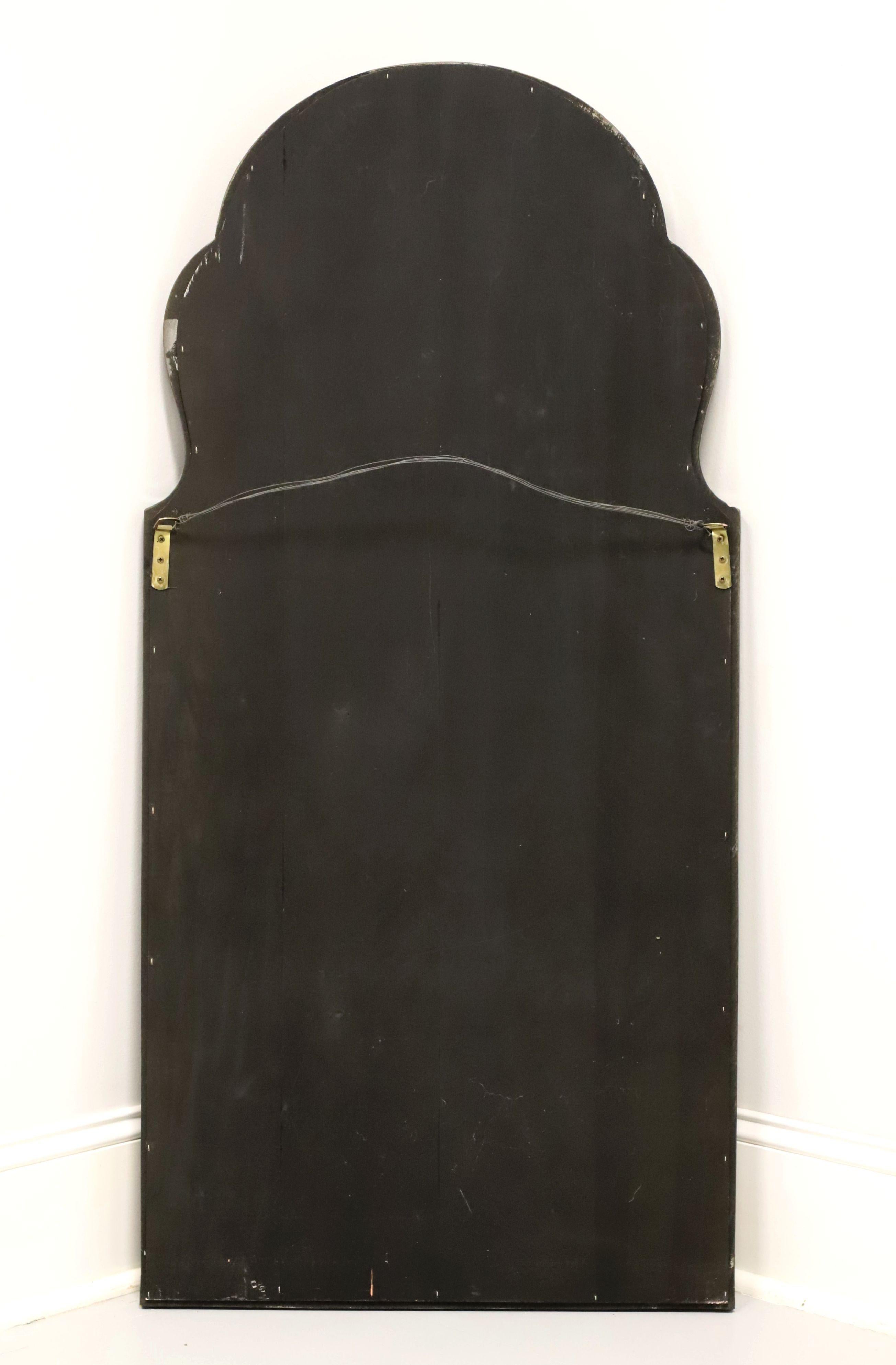 Mid-20th Century Hand Painted Black Lacquer Chinoiserie Beveled Wall Mirror 3