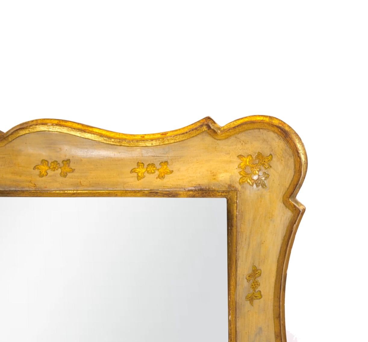 Mid-20th Century Hand Painted Frame Decorative Wall Mirror 1