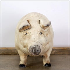 Mid-20th Century, Hand Painted Iron Piggy Bank Sculpture