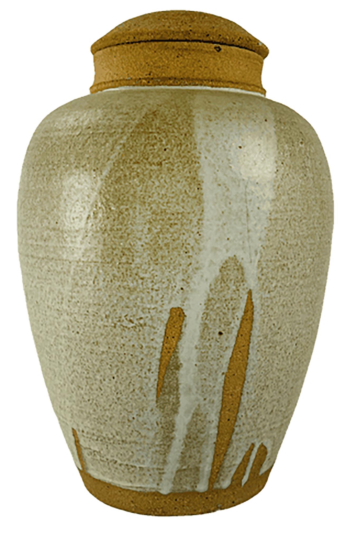 20th Century Mid 20th century hand turned clay lidded jar with a lava glazed finish For Sale