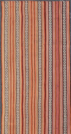 Mid-20th Century Hand-Woven Kilim Runner with Vertical Stripes 4'9 x 17'2