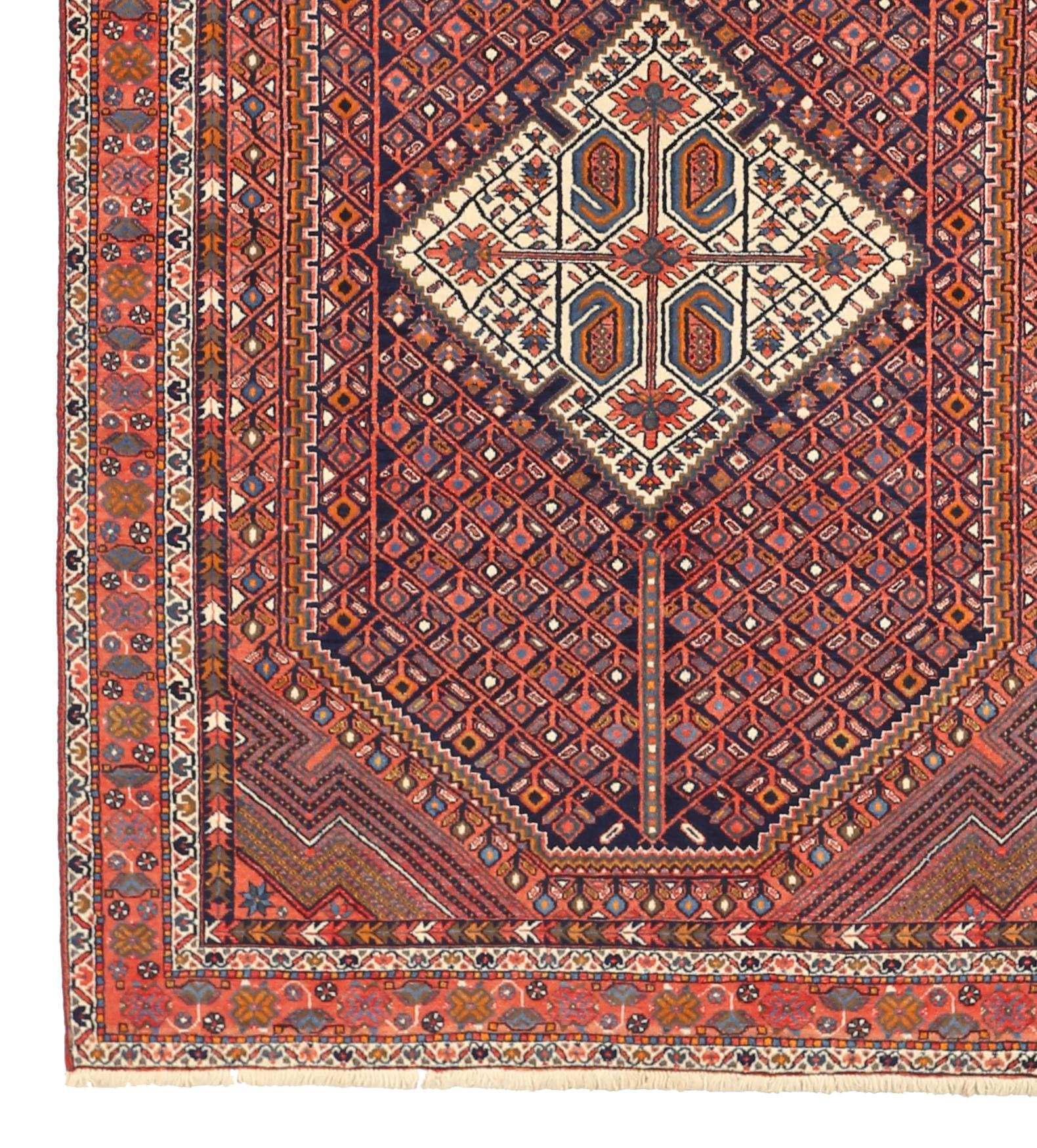 Other Mid-20th Century Hand-Woven Persian Accent Rug Sirjan Design For Sale
