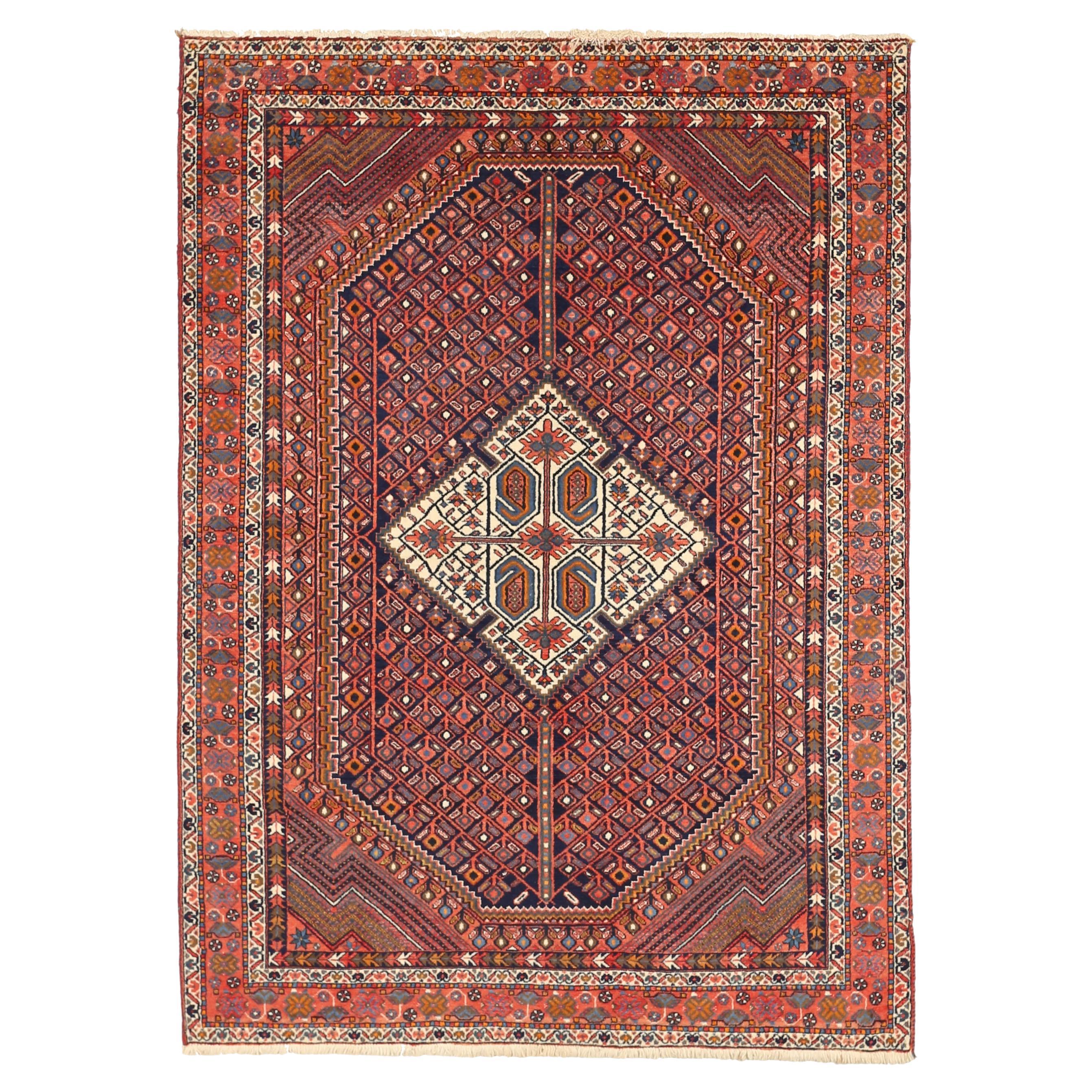 Mid-20th Century Hand-Woven Persian Accent Rug Sirjan Design For Sale
