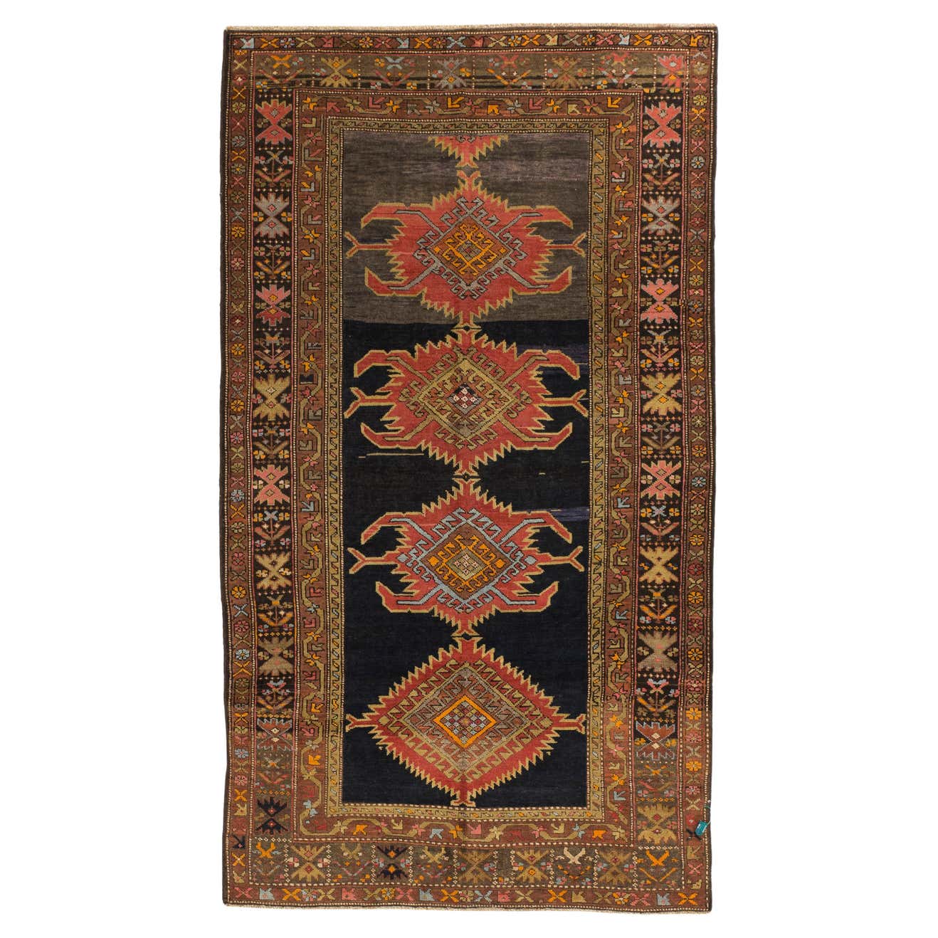 Mid-20th Century Hand-Woven Russian Tribal Rug Kazak Design For Sale at ...