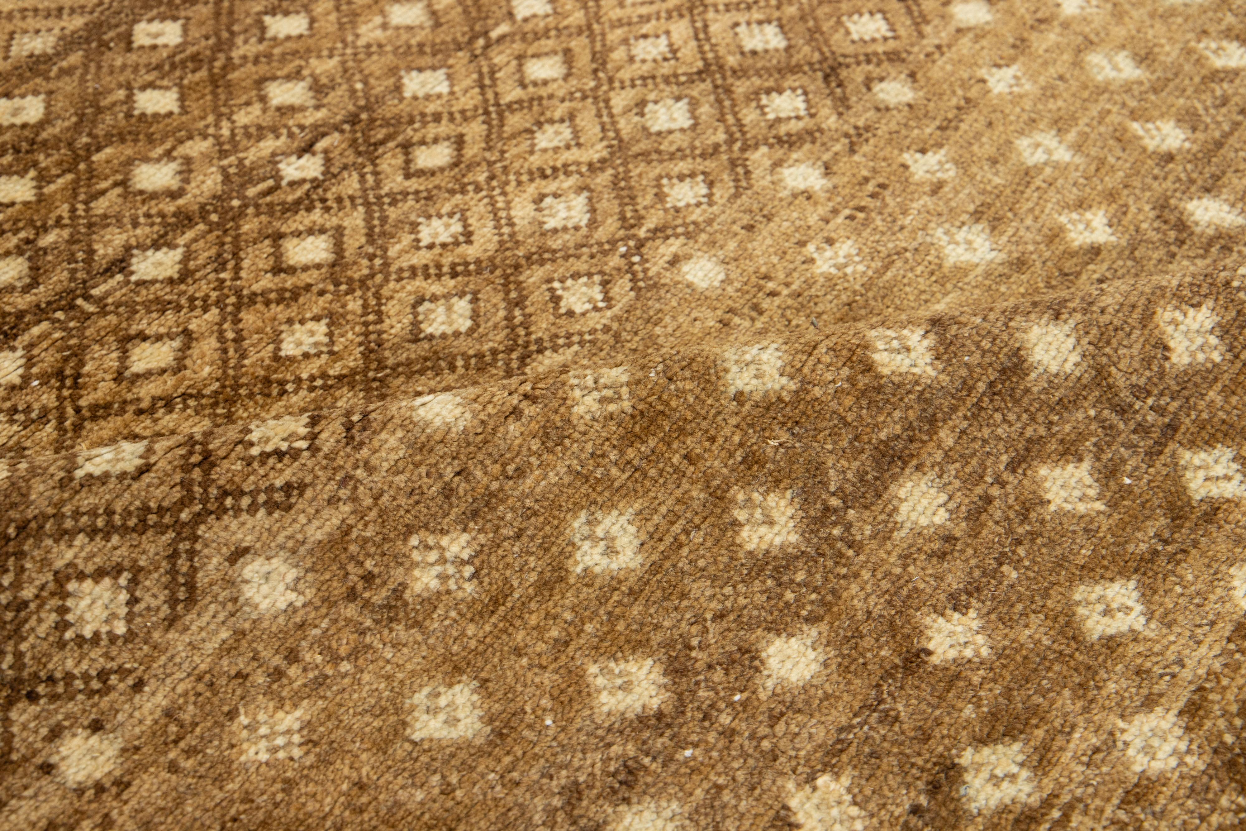 Hand-Knotted Mid-20th Century Handcrafted Brown Vintage Anatolian Kars Wool Rug For Sale