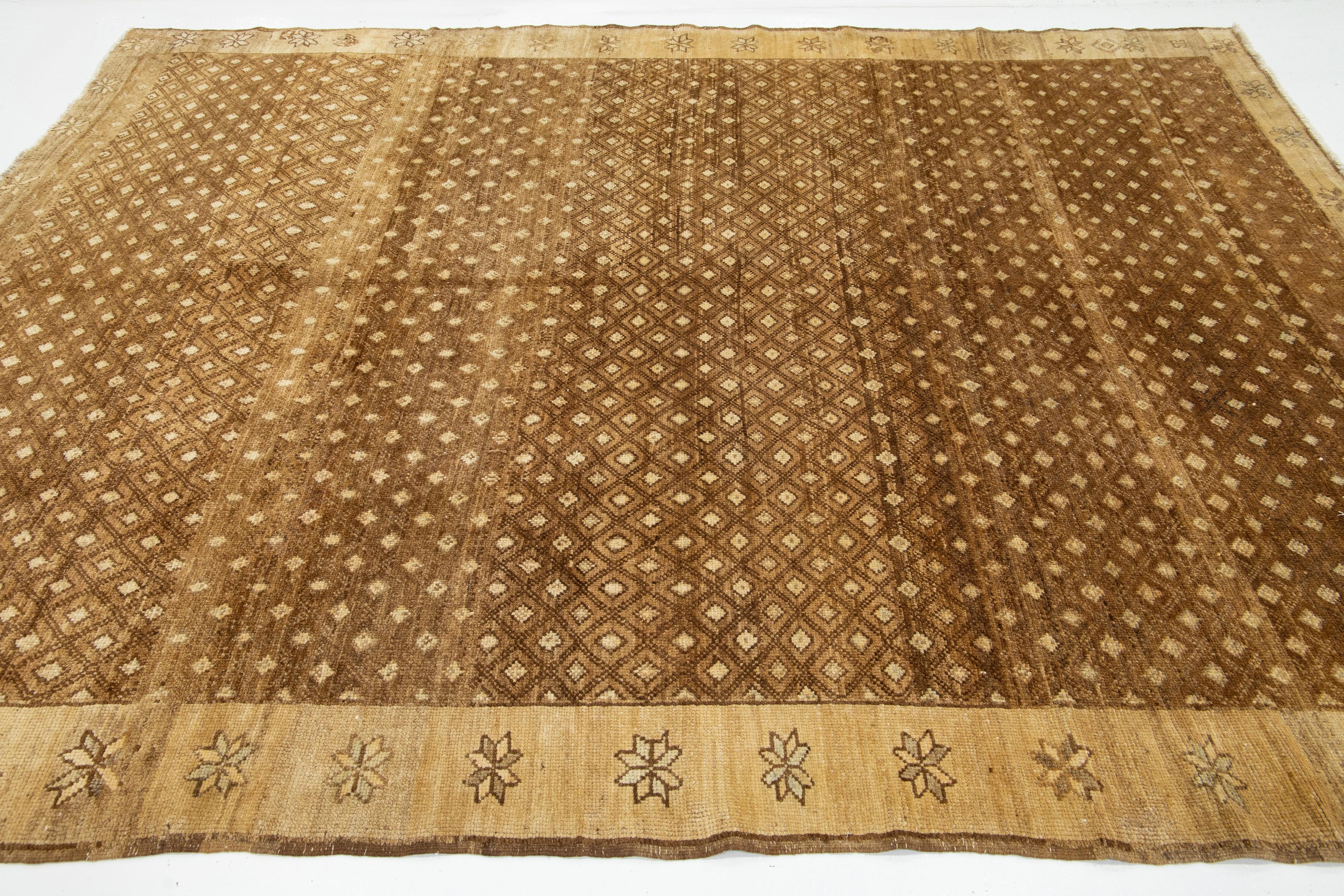 Mid-20th Century Handcrafted Brown Vintage Anatolian Kars Wool Rug In Good Condition For Sale In Norwalk, CT