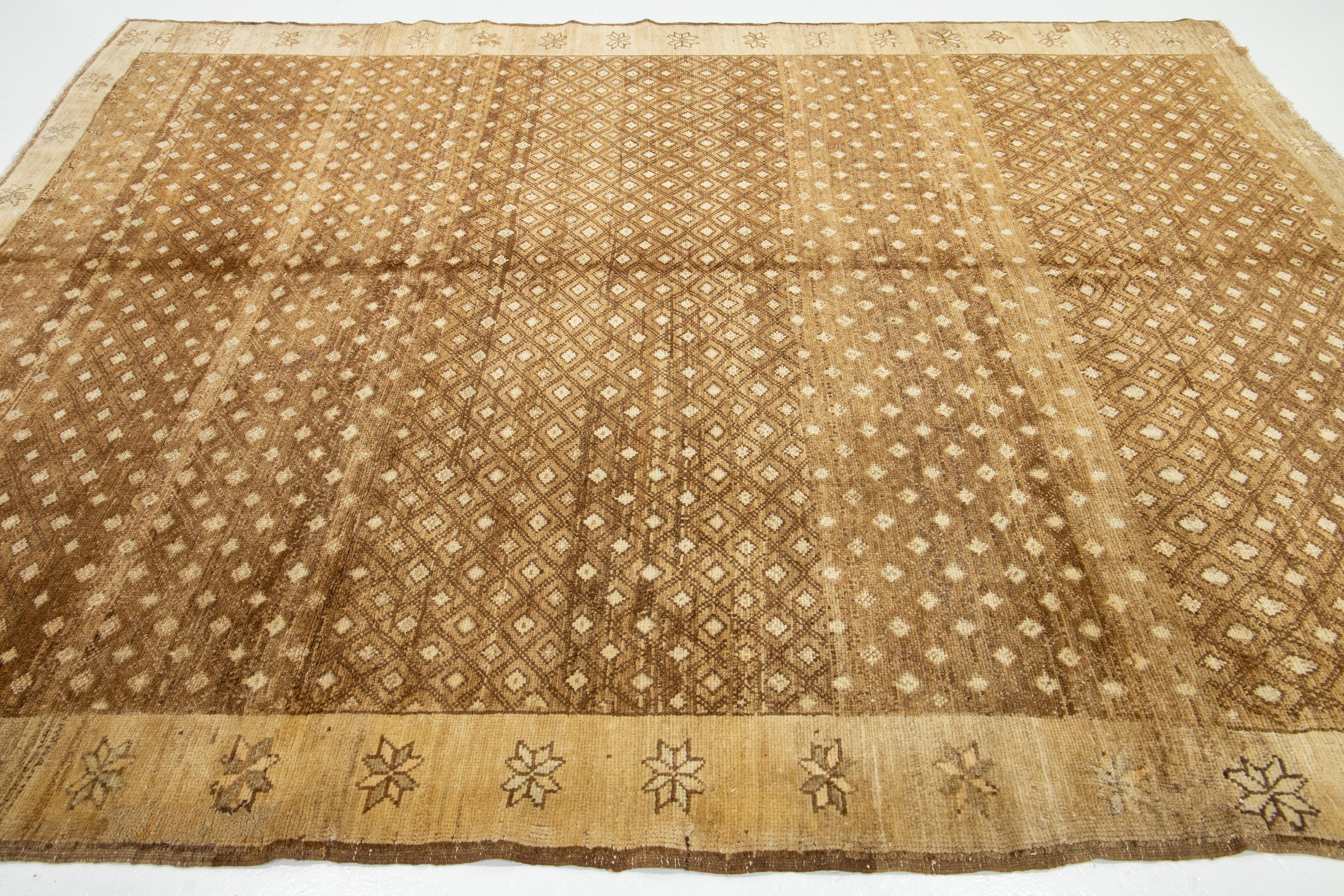 Mid-20th Century Handcrafted Brown Vintage Anatolian Kars Wool Rug For Sale 1