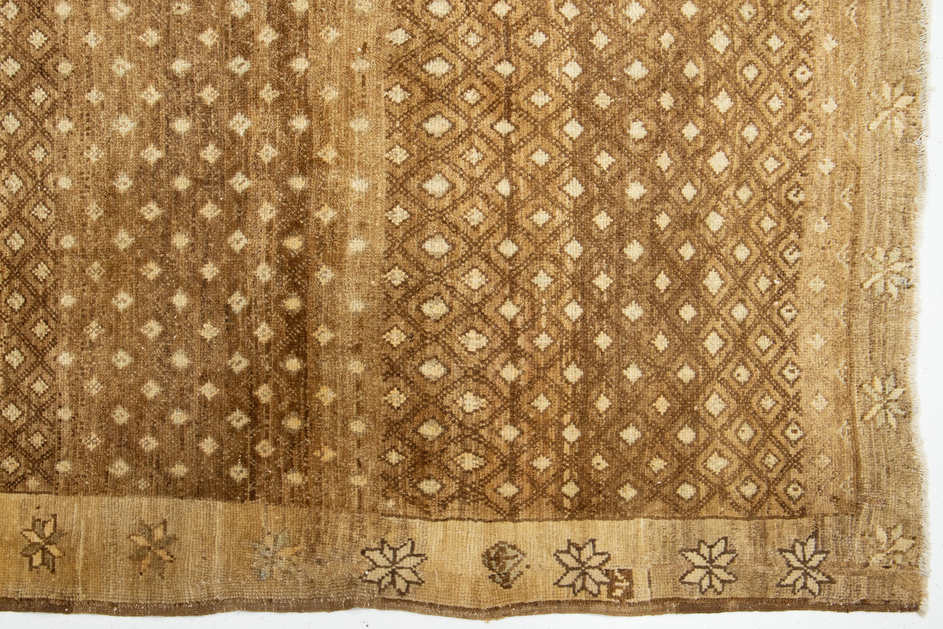 Mid-20th Century Handcrafted Brown Vintage Anatolian Kars Wool Rug For Sale 2