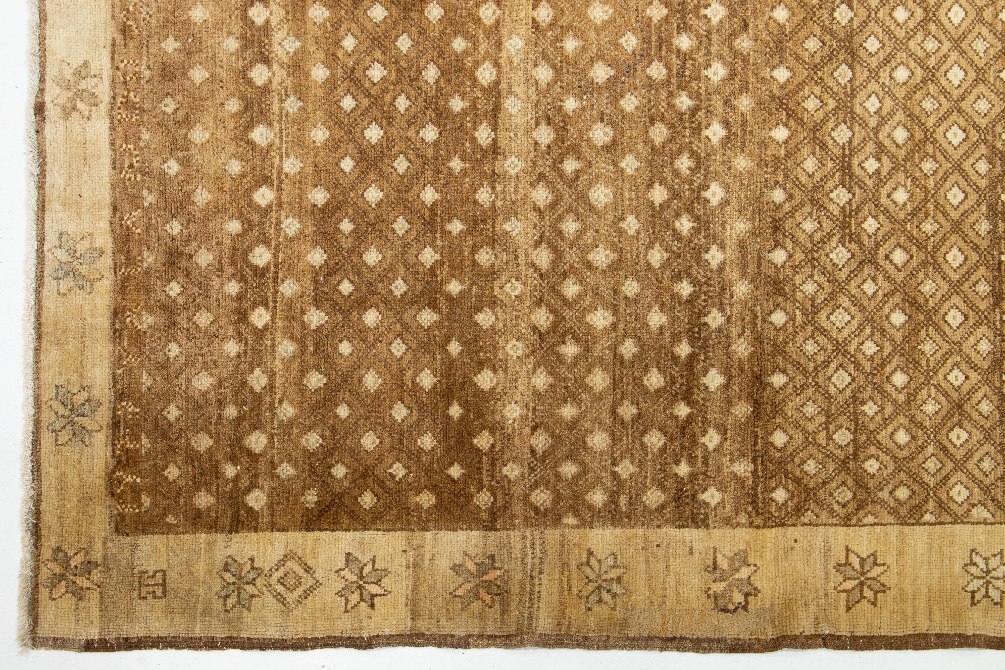 Mid-20th Century Handcrafted Brown Vintage Anatolian Kars Wool Rug For Sale 3