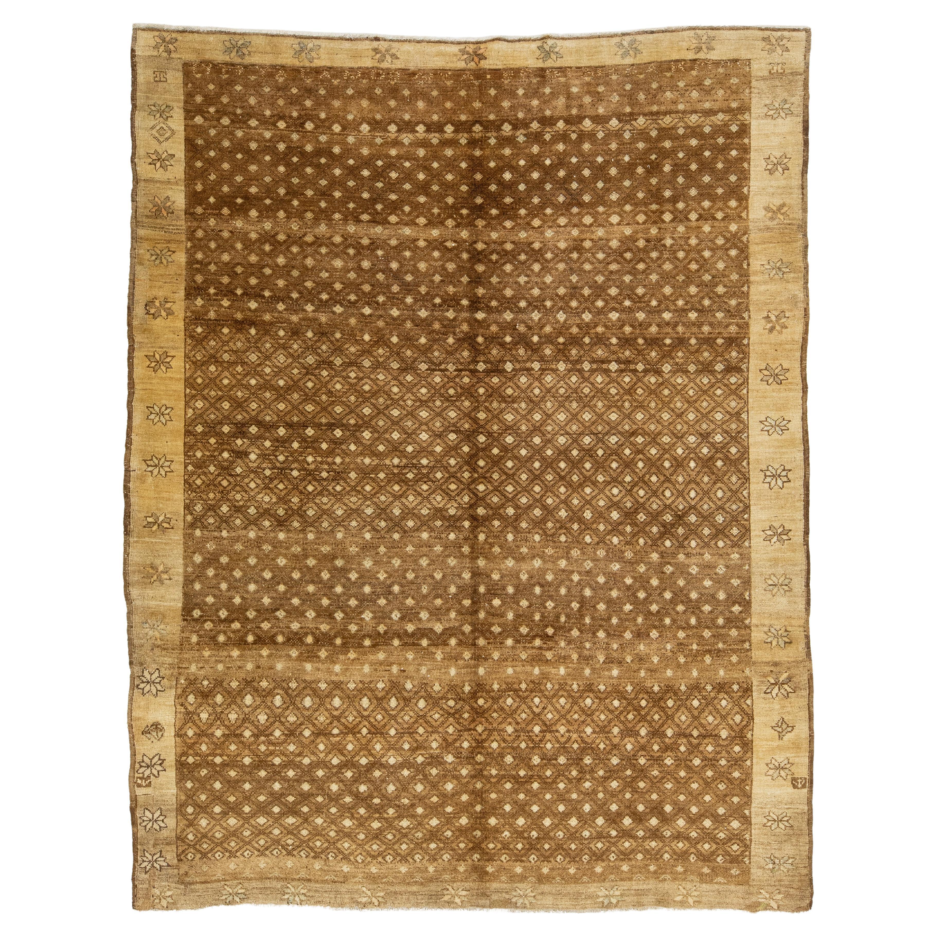 Mid-20th Century Handcrafted Brown Vintage Anatolian Kars Wool Rug
