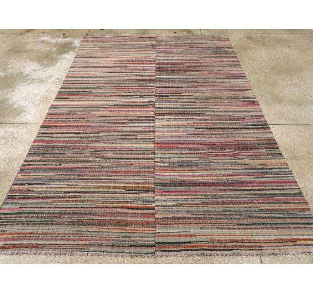 Alfombra folclórica American Rag Rug de mediados del siglo XX hecha a mano Anudado a mano en venta