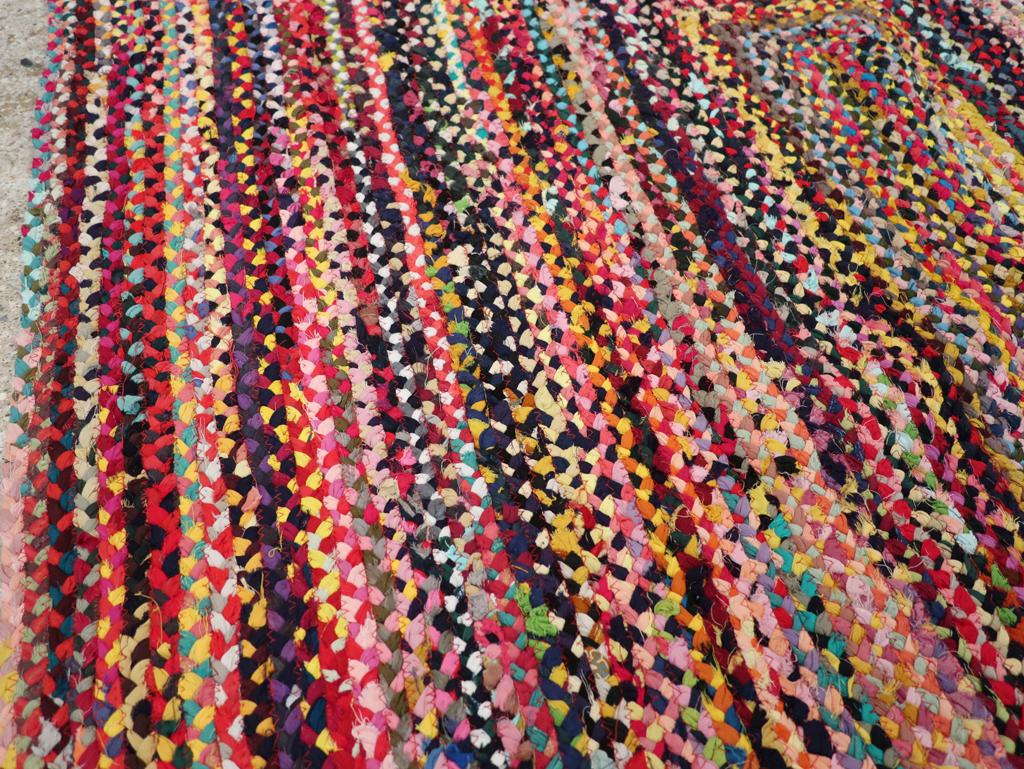 Rustic Mid-20th Century Handmade American Braided Accent Rug For Sale