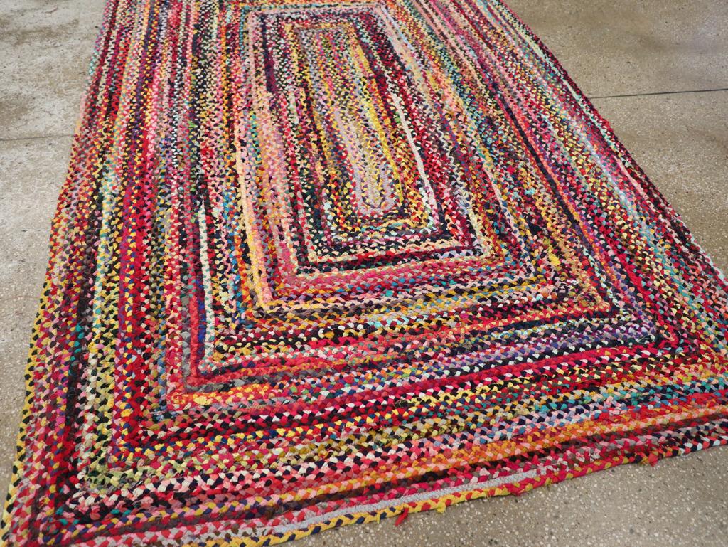 Wool Mid-20th Century Handmade American Braided Accent Rug For Sale