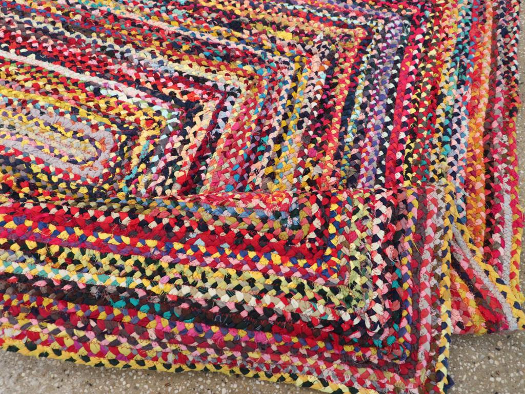 Mid-20th Century Handmade American Braided Accent Rug For Sale 1