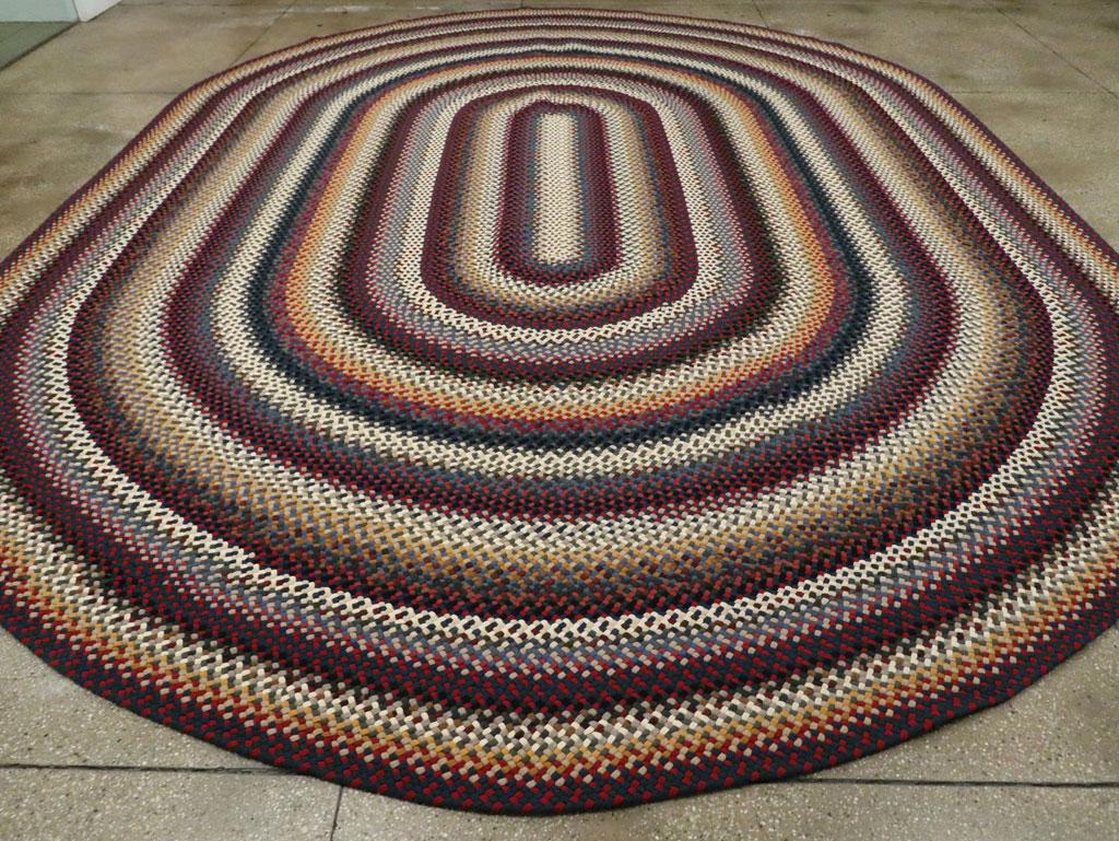 American Classical Mid-20th Century Handmade American Braided Large Oval Carpet