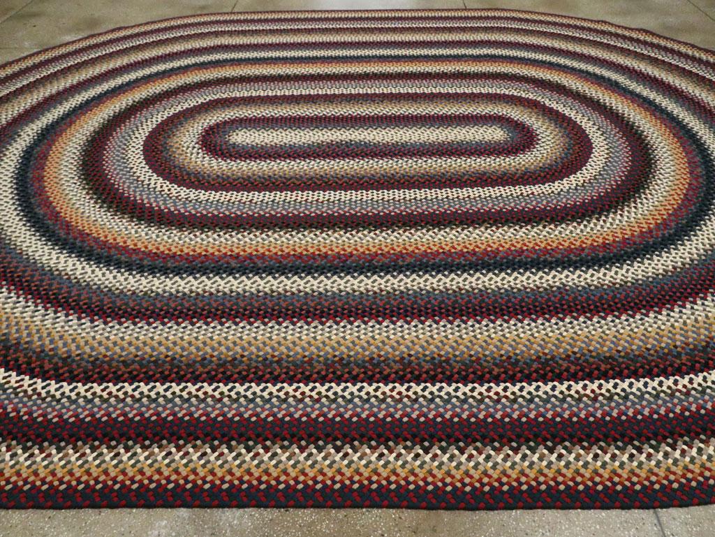 Wool Mid-20th Century Handmade American Braided Large Oval Carpet