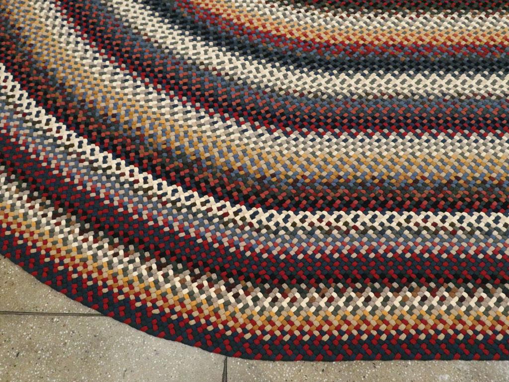 Mid-20th Century Handmade American Braided Large Oval Carpet 1