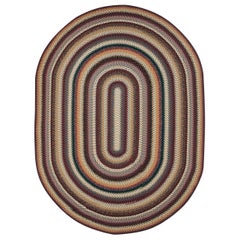 Retro Mid-20th Century Handmade American Braided Large Oval Carpet