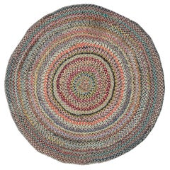 Mid-20th Century Handmade American Braided Round / Circular Accent Carpet