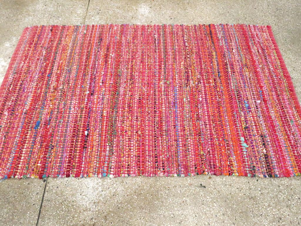 Hand-Woven Mid-20th Century Handmade American Rag Rug For Sale