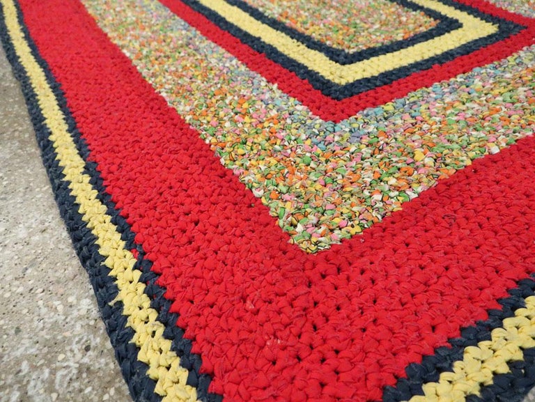 Mid20th Century Handmade American Rag Throw Rug For Sale at 1stDibs