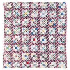 Vintage Mid-20th Century Handmade American Square Quilt