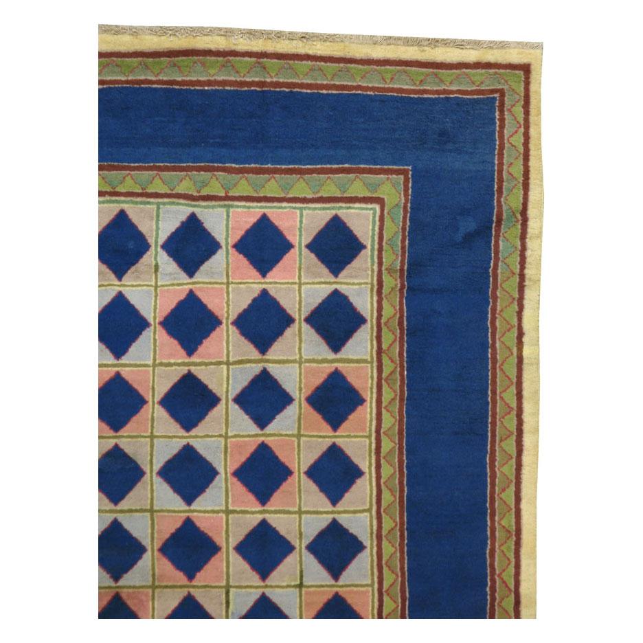 Indian Mid-20th Century Handmade Art Deco Style Accent Rug For Sale