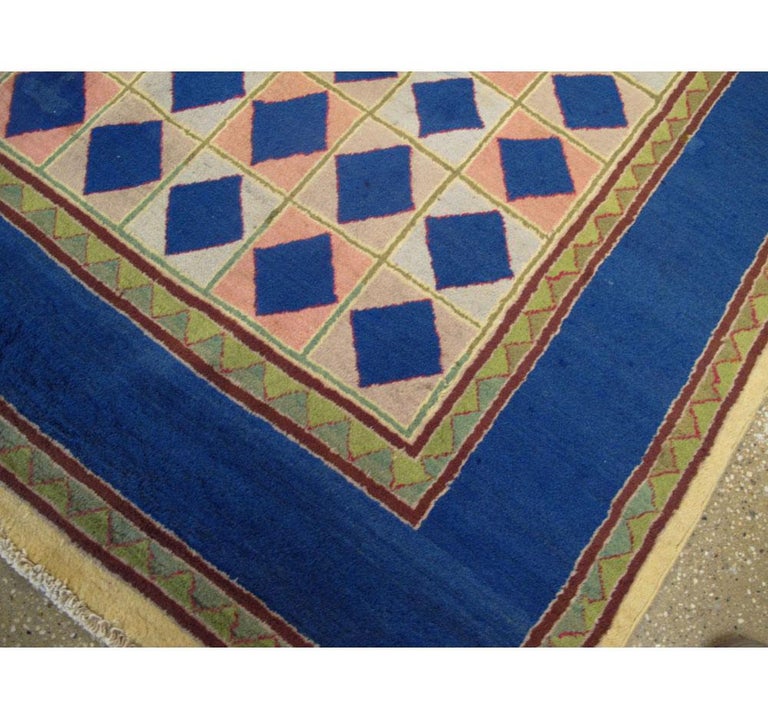 Mid-20th Century Handmade Art Deco Style Accent Rug For Sale 2