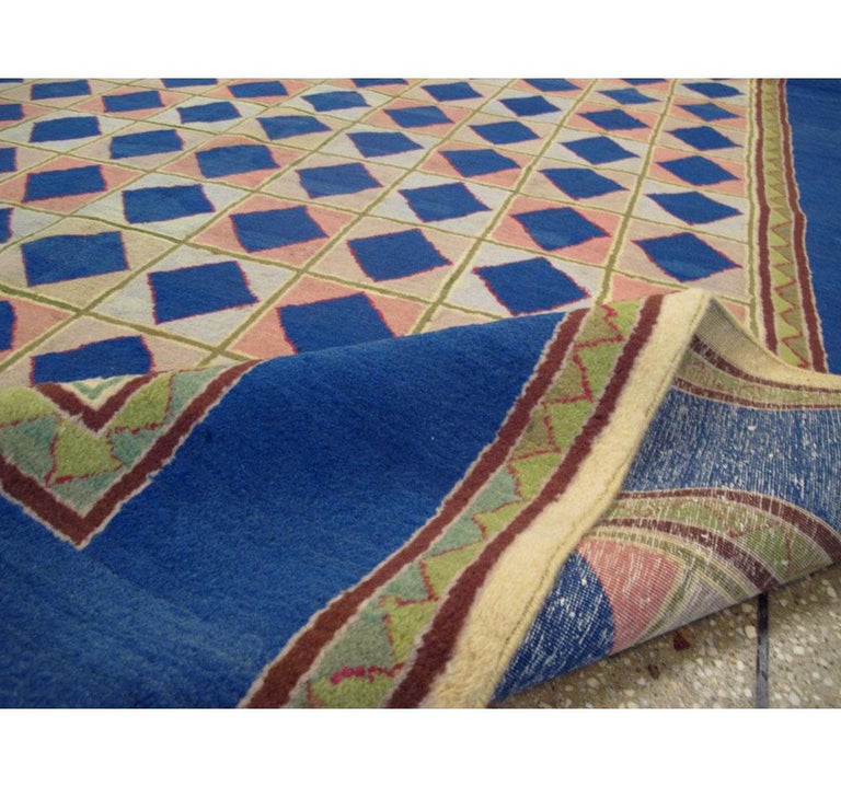 Mid-20th Century Handmade Art Deco Style Accent Rug For Sale 3