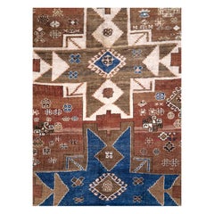 Mid-20th Century Handmade Caucasian Kazak Tribal Accent Rug