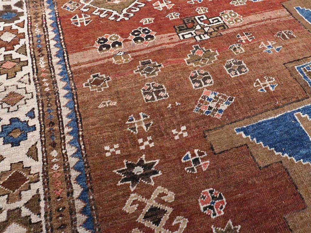 Wool Mid-20th Century Handmade Caucasian Kazak Tribal Accent Rug For Sale