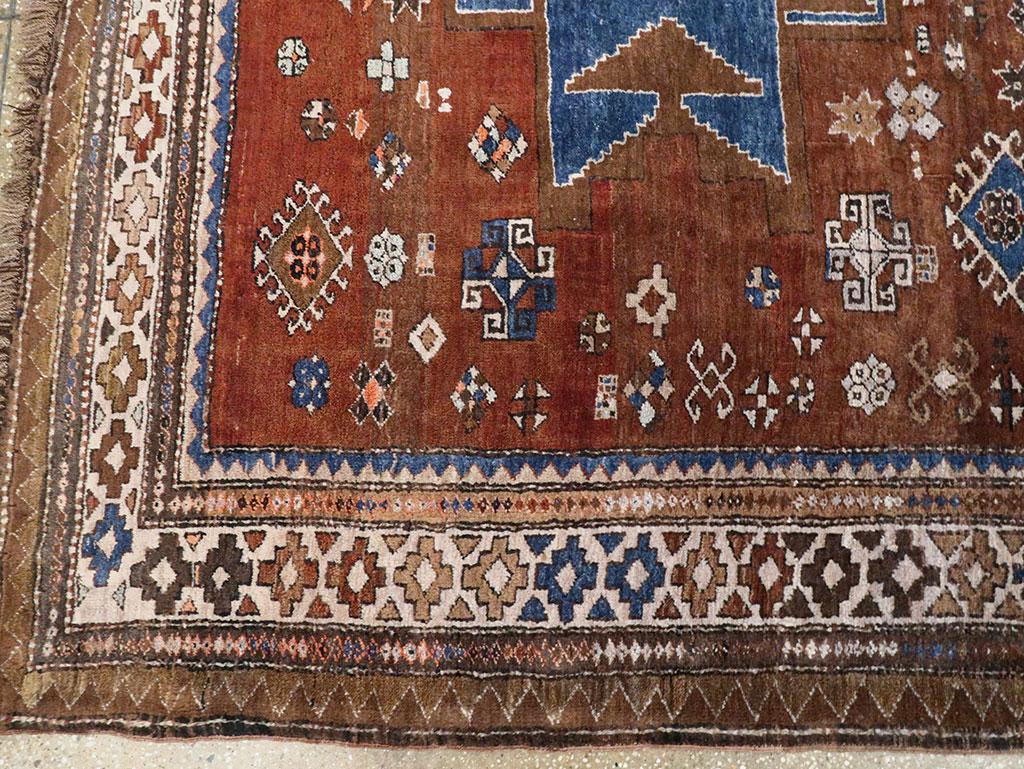 Mid-20th Century Handmade Caucasian Kazak Tribal Accent Rug For Sale 2