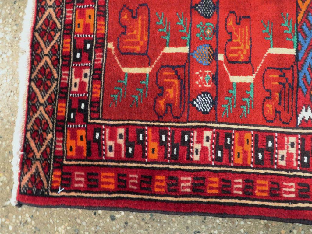 Hand-Knotted Mid-20th Century Handmade Central Asian Turkoman Small Throw Rug For Sale