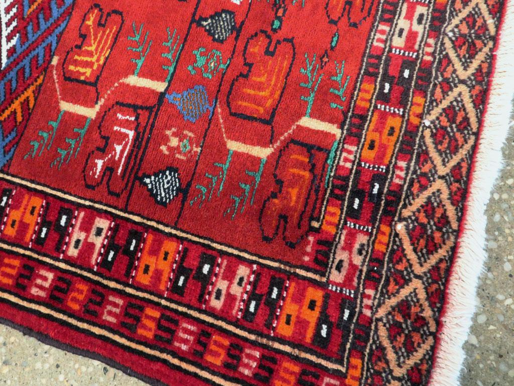 Mid-20th Century Handmade Central Asian Turkoman Small Throw Rug In Excellent Condition For Sale In New York, NY
