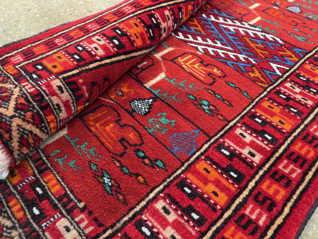Wool Mid-20th Century Handmade Central Asian Turkoman Small Throw Rug For Sale