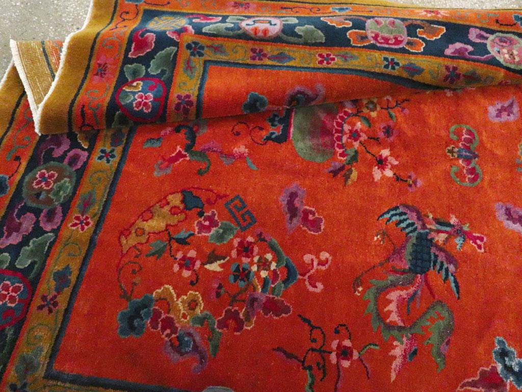 Mid-20th Century Handmade Chinese Art Deco Accent Carpet For Sale 5