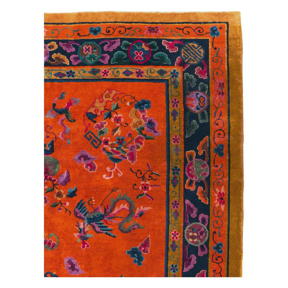 Handgefertigter chinesischer Art-déco-Akzent-Teppich aus der Mitte des 20. Jahrhunderts (Art déco) im Angebot