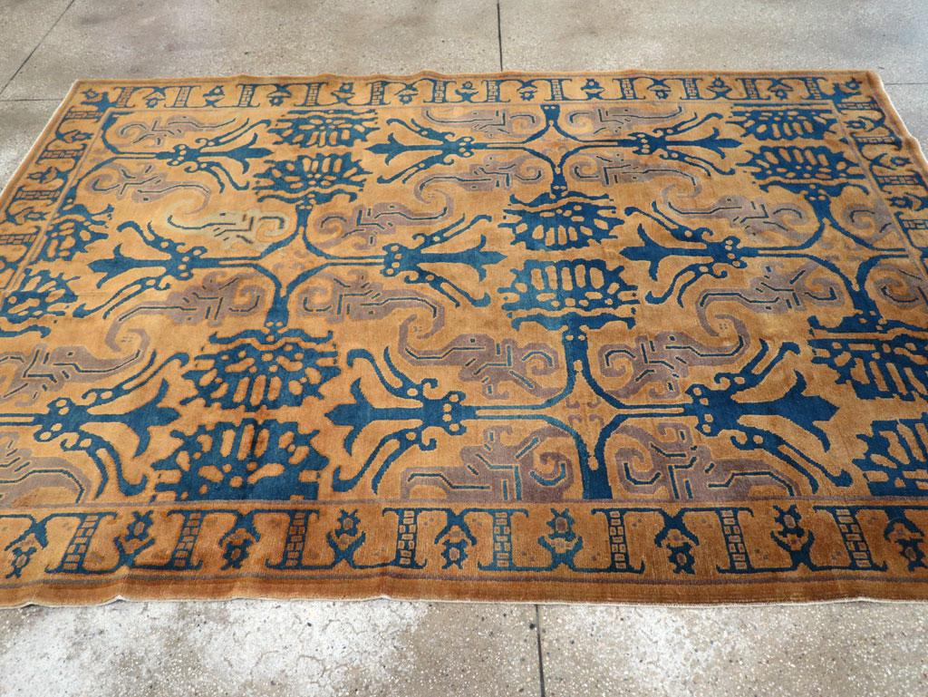 Noué à la main Tapis d'accent Art déco chinois fait main du milieu du 20e siècle en vente