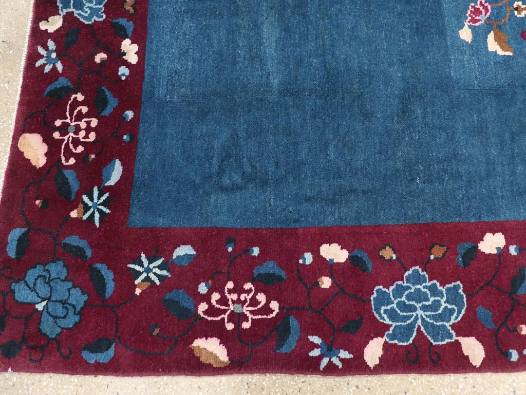 Wool Mid-20th Century Handmade Chinese Art Deco Accent Carpet For Sale