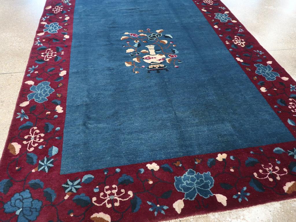 Mid-20th Century Handmade Chinese Art Deco Accent Carpet For Sale 1
