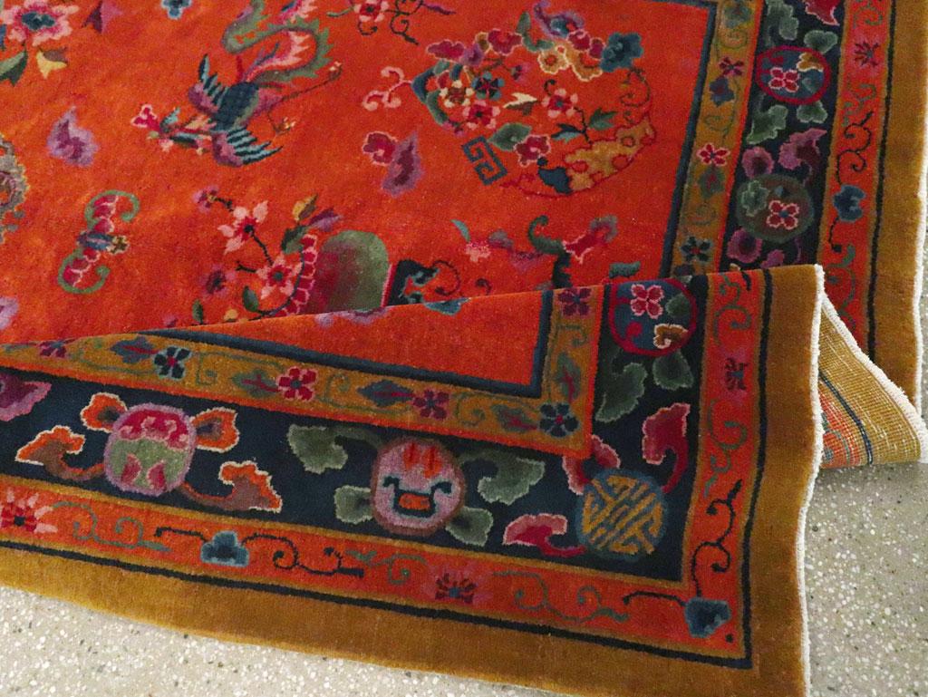 Mid-20th Century Handmade Chinese Art Deco Accent Carpet For Sale 4