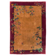 Handgefertigter chinesischer Art-déco-Akzent-Teppich aus der Mitte des 20. Jahrhunderts