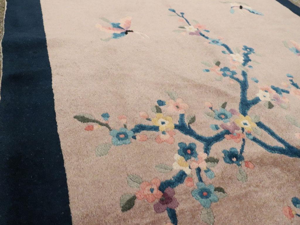 Mid-20th Century Handmade Chinese Art Deco Accent Rug In Excellent Condition For Sale In New York, NY