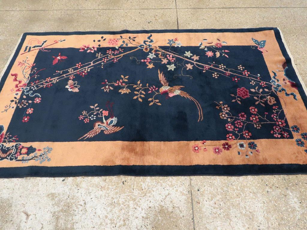 Mid-20th Century Handmade Chinese Art Deco Accent Rug For Sale 1
